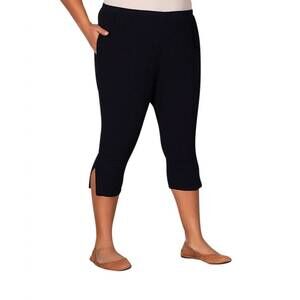 NEW ON THE PLUS SIDE pull on linen capri pants - plus in black